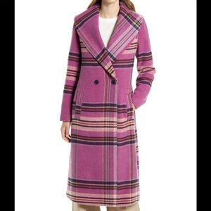 NWT - Plaid Shawl Collar Double Breasted Coat